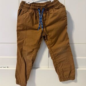 Carter's Tan Joggers with Blue Drawstring